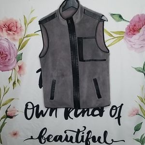 Armani Exchange fleece vest with faux leather